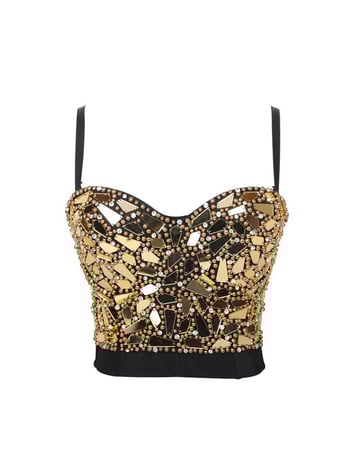 DB905 Camișolă pentru dansul burii — paiete, bustier cu mărgele și cristale de sticlă, acetat 90–95% + viscoză 99%, vara 2025