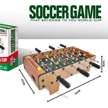 Gyerekeknek szóló asztali foci — Fa anyagú, két személyes asztali játék, fejleszti a kéz-szem koordinációt és a kognitív készségeket