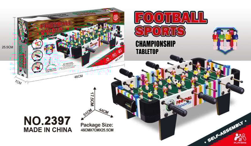 Gyerekeknek szóló asztali foci — Fa anyagú, két személyes asztali játék, fejleszti a kéz-szem koordinációt és a kognitív készségeket