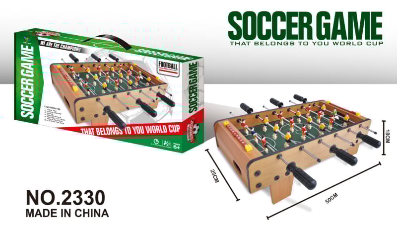 Gyerekeknek szóló asztali foci — Fa anyagú, két személyes asztali játék, fejleszti a kéz-szem koordinációt és a kognitív készségeket
