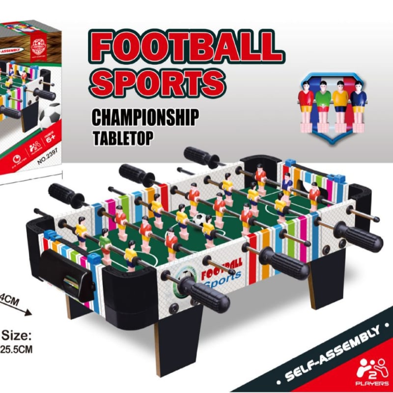 Gyerekeknek szóló asztali foci — Fa anyagú, két személyes asztali játék, fejleszti a kéz-szem koordinációt és a kognitív készségeket