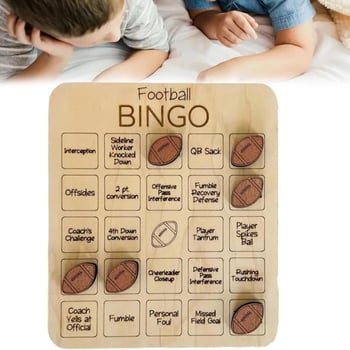 RZP Futball Bingo: Fából készült asztali játék – futball-bingo és tic-tac-toe tábla, 15–35 éveseknek