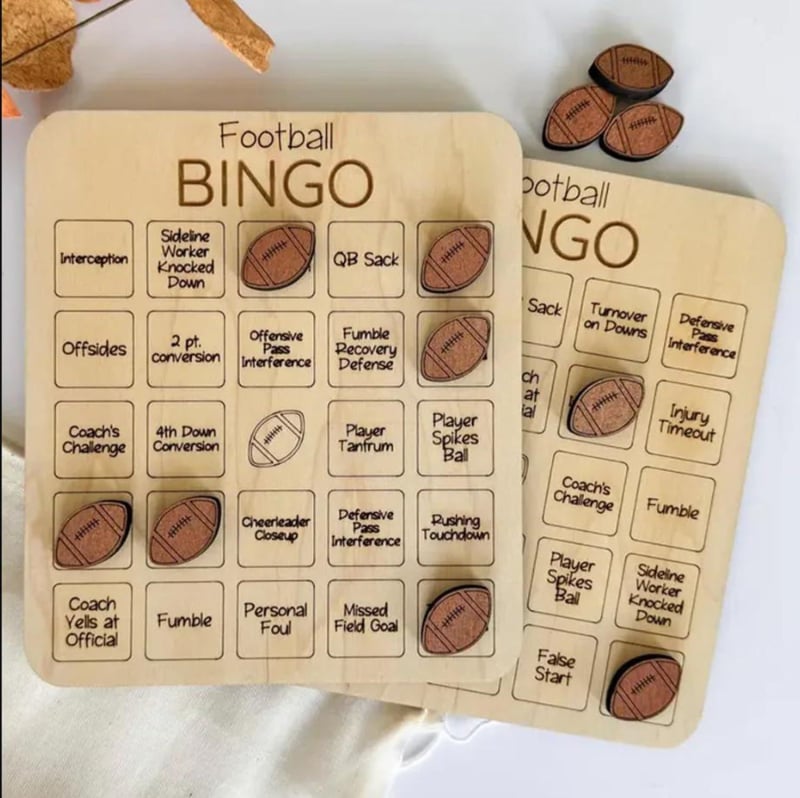 RZP Futball Bingo: Fából készült asztali játék – futball-bingo és tic-tac-toe tábla, 15–35 éveseknek
