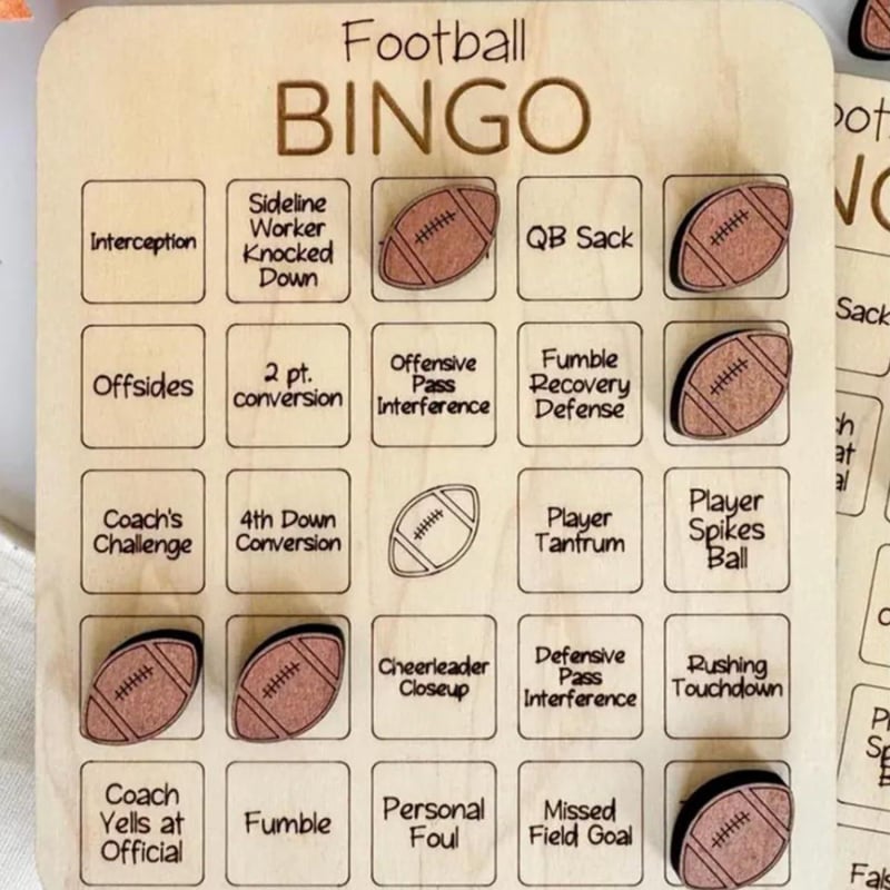 RZP Futball Bingo: Fából készült asztali játék – futball-bingo és tic-tac-toe tábla, 15–35 éveseknek