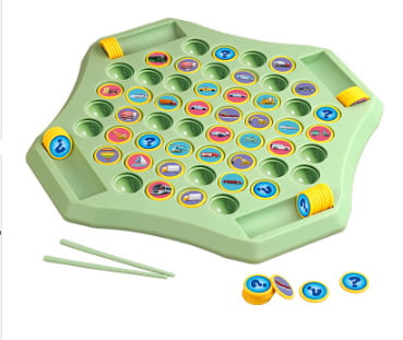 Családi memória- és párosító társasjáték — oktatóasztali játék, műanyagból, márka SIBEISI, 4-14 éveseknek, színes dobozos csomagolás