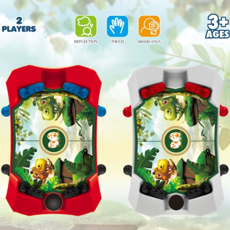 Kétszemélyes, többjátékos asztali játék: futball, jégkorong és pinball; műanyagból; Weizhikang márka; 4–14 éveseknek; fejleszti a kéz-szem koordinációt