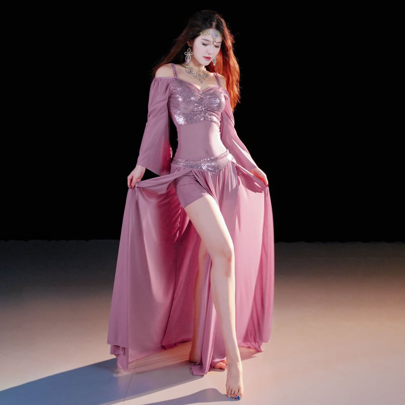 eredeti dizájn Belly dance ruházat, modern tánckészlet, Water gauze anyag, 100% poliészter, bélés Water gauze