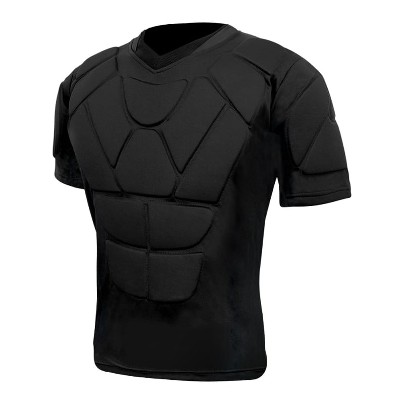 Spandex anyagú rövid ujjú védőruha derék- és vállvédőkkel felnőtteknek, több sporthoz (futball, rugby, jégkorong, paintball, lövészet)