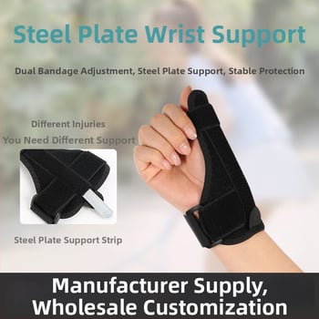 Csukló ortézis acéllemez-támogatással, állítható, anti-rotációs védelem, poliészter rostból