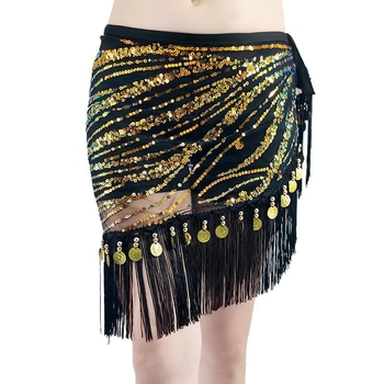 Centură talie pentru belly dance cu ciucuri și șal cu paiete, Primăvara 2025, poliester >95%, broderie, stil sexy urban