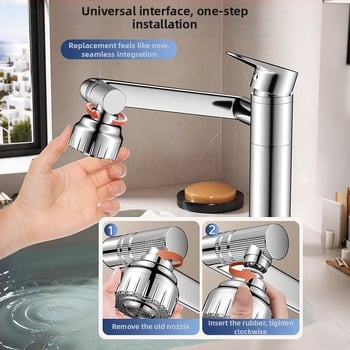 Lucky Cat csaptele aerátor, két üzemmódú permetezőfej, belső menettel 22 mm, ABS anyag