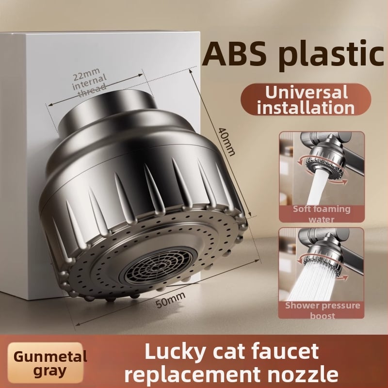 Lucky Cat csaptele aerátor, két üzemmódú permetezőfej, belső menettel 22 mm, ABS anyag