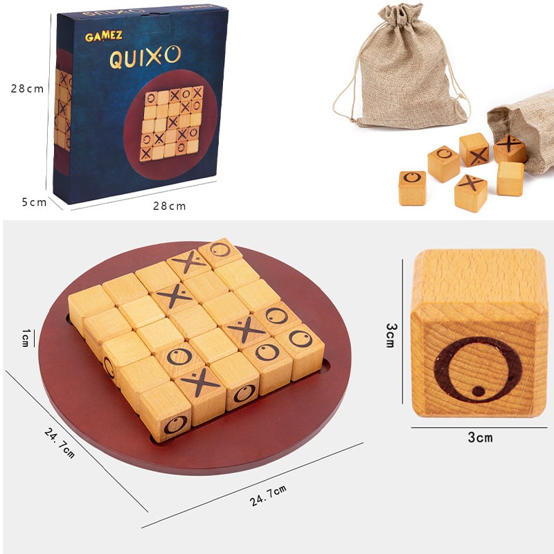 Fából készült asztali játék sakk, XO és dáma mini hordozható játéktáblával; 4–14 éves gyerekeknek; modell mkx-Pocket Game Chess