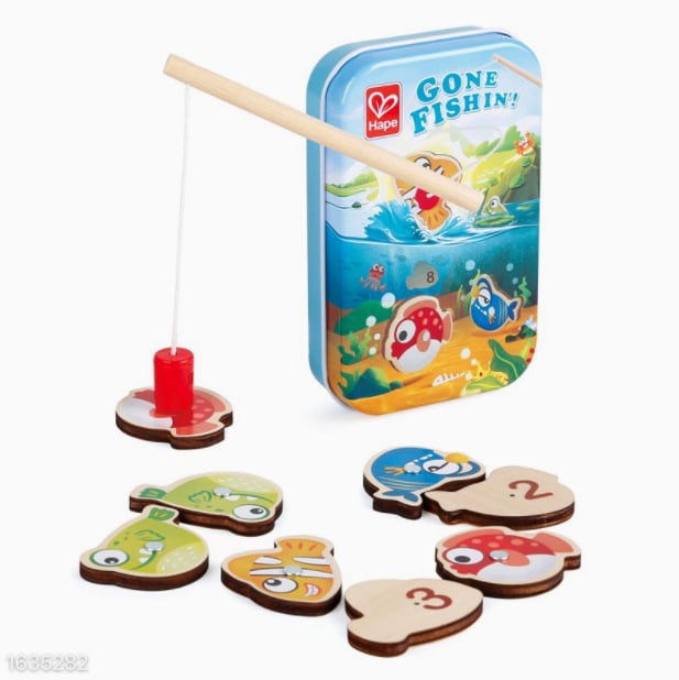 Fából készült zsebméretű asztali játékok készlet: ujjfoci, horgászat és tic-tac-toe 4–6 éves gyerekeknek