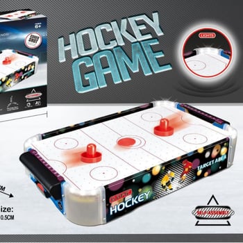 Gyerekeknek szóló asztali hokis játék — oktató jellegű, fa anyagú, két játékos, fejleszti a kéz-szem koordinációját, interaktív játék