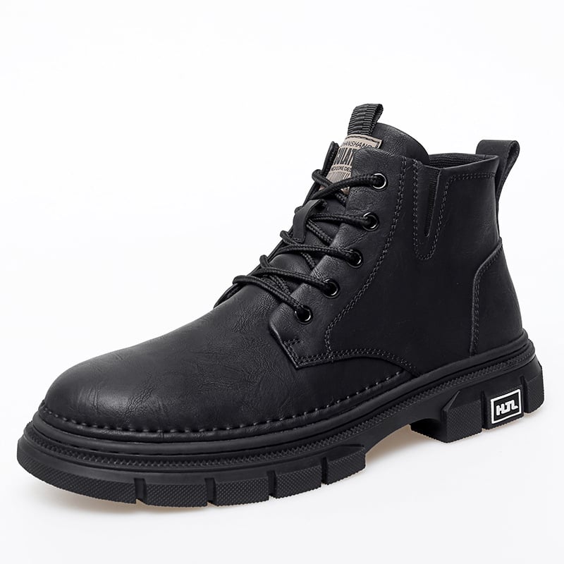 Férfi Martin csizma, középmagas, vamp tehénbőrből, gumitalp, fűző, téli viselet