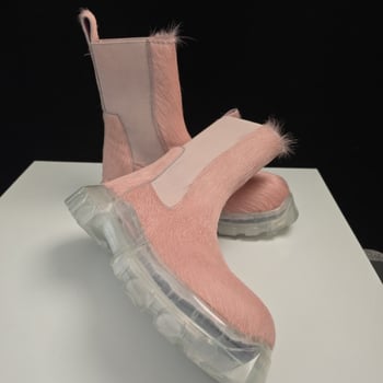 Chelsea bakancs, magas szárú, vastag sarok, kerek orr, első réteg marhabőr