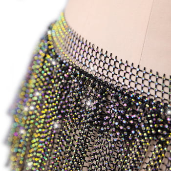 Csípőöv hastánchoz strasszokkal és bojtokkal, többszintű derékszalag, 100% poliészter