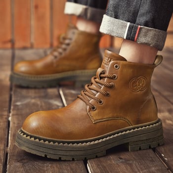 Tai Hui TH529 Uniszex Martin Bakancs, Felső rész Bicast bőr, Gumitalp, Kerek Orr, Elöl fűzős