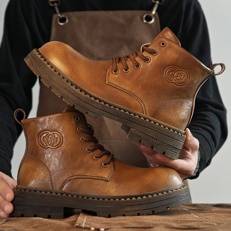 Tai Hui TH529 Uniszex Martin Bakancs, Felső rész Bicast bőr, Gumitalp, Kerek Orr, Elöl fűzős