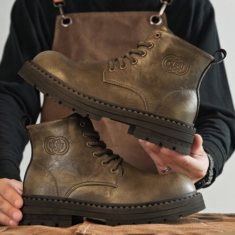 Tai Hui TH529 Uniszex Martin Bakancs, Felső rész Bicast bőr, Gumitalp, Kerek Orr, Elöl fűzős