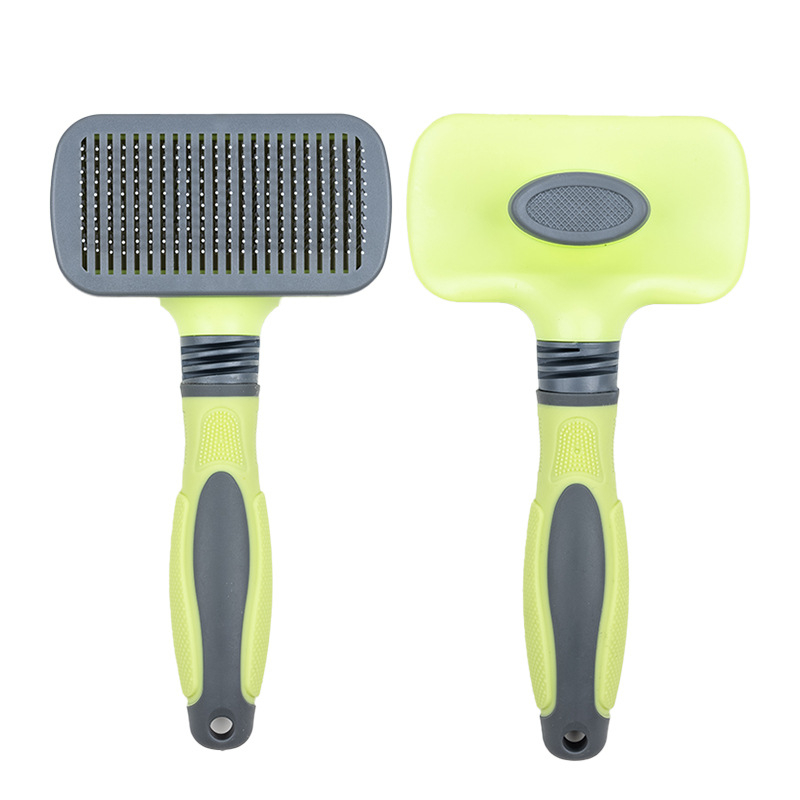 Független márkájú háziállat-öntisztító de-szőrítő kefével macskáknak és kutyáknak, egy gombnyomásos szőrtelenítés, ABS + rozsdamentes acél huzal, XF001 modell