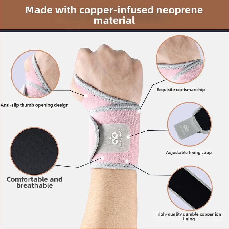 Sportcsukló szíj antibakteriális rézionokkal, állítható, uniszex, fitneszhez és sporthoz (Fő anyag: diving material; Alkalmazók: felnőttek; Alkalmazott sportok: fitnesz, sport, súlyemelés, kültéri)