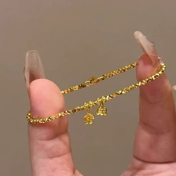 Női karkötő, elektroplatált, geometriai kialakítás, világos luxus stílus