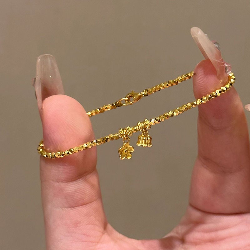 Női karkötő, elektroplatált, geometriai kialakítás, világos luxus stílus