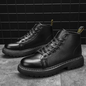 Martin csizmák férfiaknak - PU felsőrész, gumi talp, 3-5 cm középső sarok, kerek orr, belső műszőr bélés