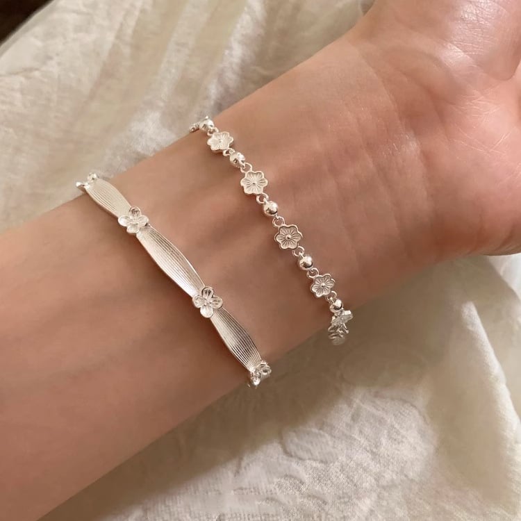 Női Osmanthus virágos karkötő, fém bevonattal, galvanizált, retro stílusú kéz ékszer