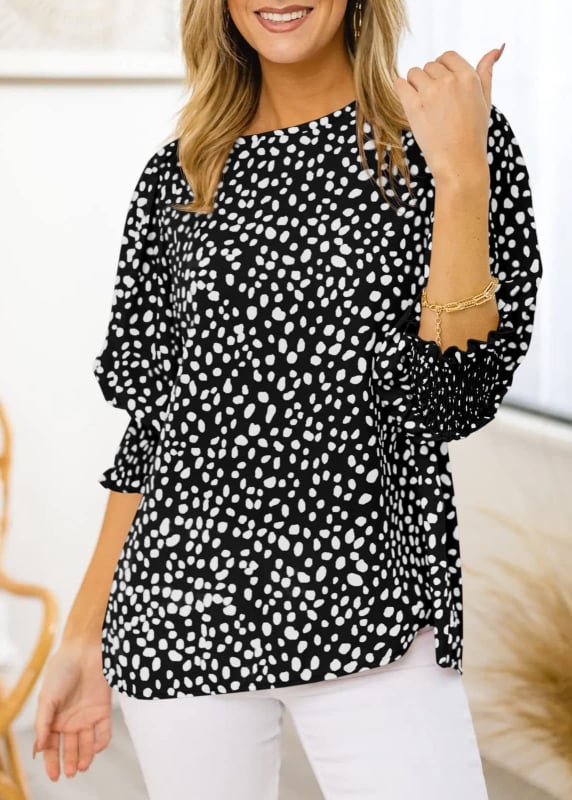 Női chiffon felső, poliészter–spandex 95% felett, 3D nyomtatás, kerek nyak, lámpás ujj, pulóver-stílus, nyár 2025