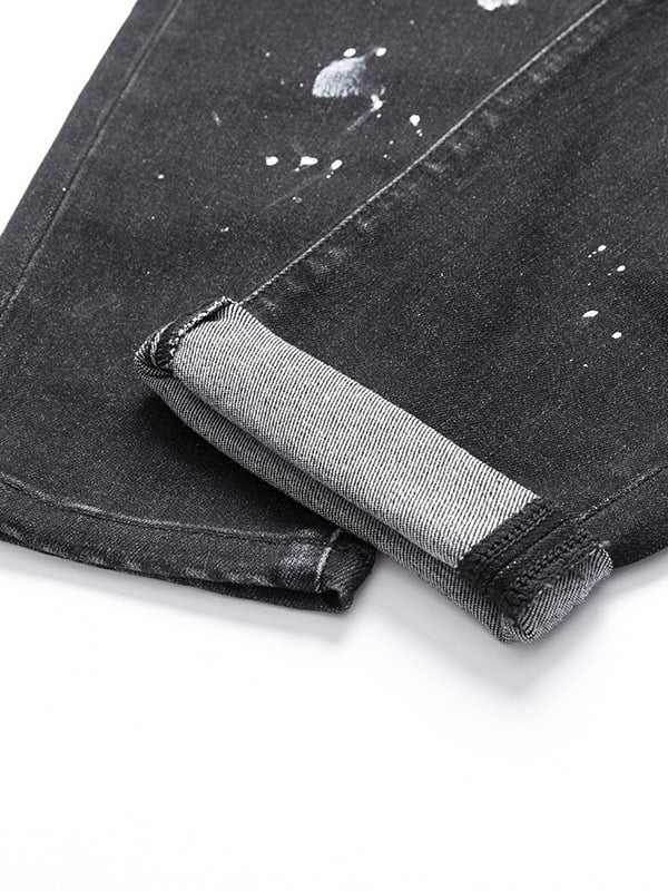 Patchworkos farmernadrág, karcsúsított fazon, középmagas derekú, cipzáras záródás, enyhe elasztikusság