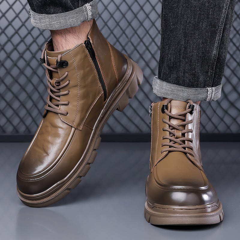 Martin csizmák – Felsőrész: felső réteg marhabőrből; Szár magassága: középső vádlira; Lábujjforma: kör; Talp: gumi; Belső bélés: PU