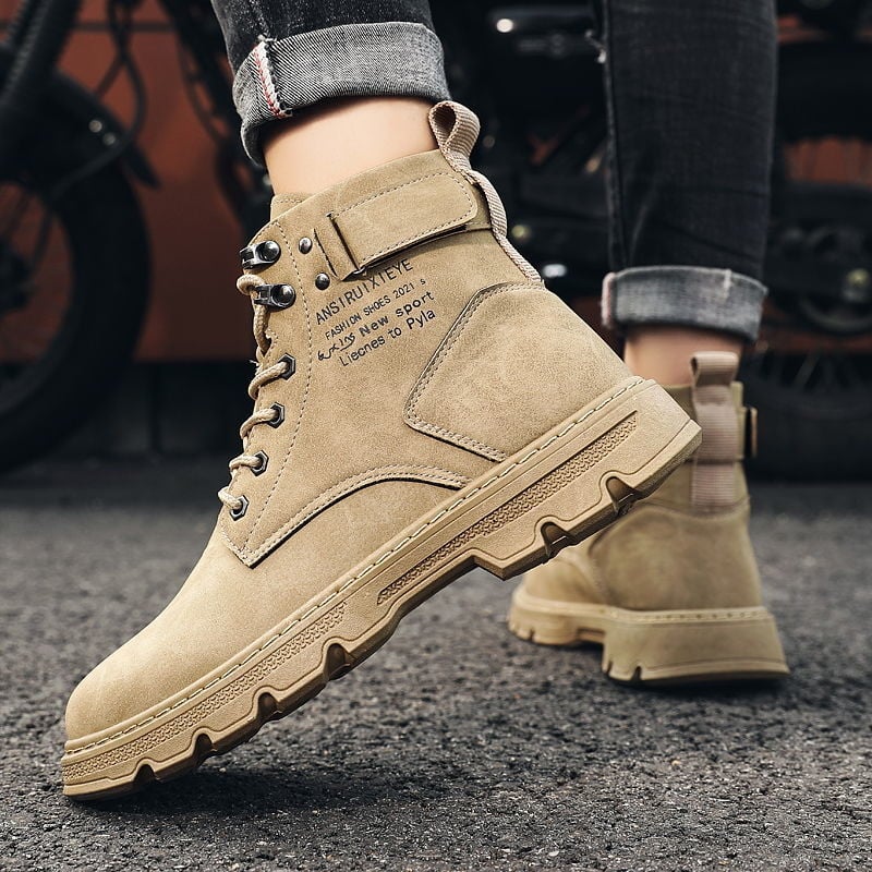 Férfi Martin csizma - magas szárú, PU felsőrész, vastag talp, magasságnövelő, koreai stílus