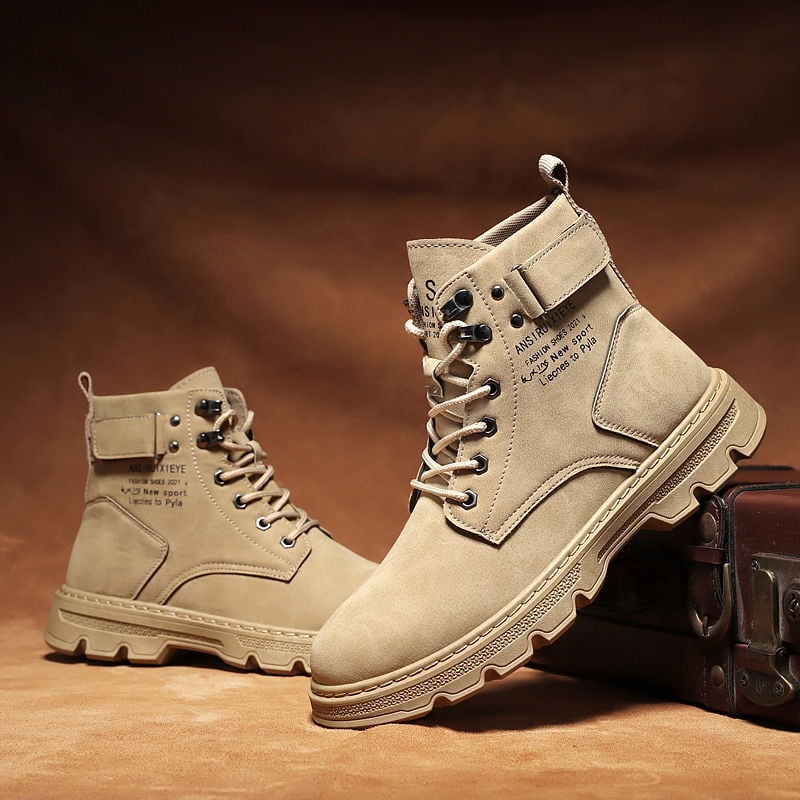 Férfi Martin csizma - magas szárú, PU felsőrész, vastag talp, magasságnövelő, koreai stílus