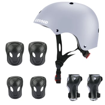 Gyerekvédőfelszerelés készlet: sisak, térd-, könyök- és tenyérvédő, görkorizáshoz
