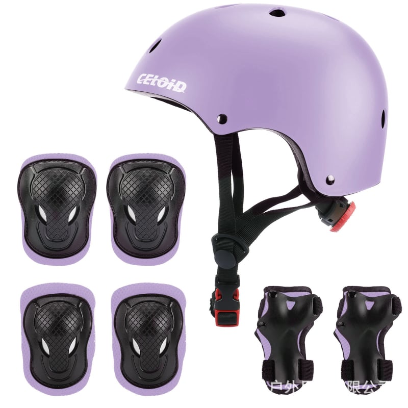 Gyerekvédőfelszerelés készlet: sisak, térd-, könyök- és tenyérvédő, görkorizáshoz