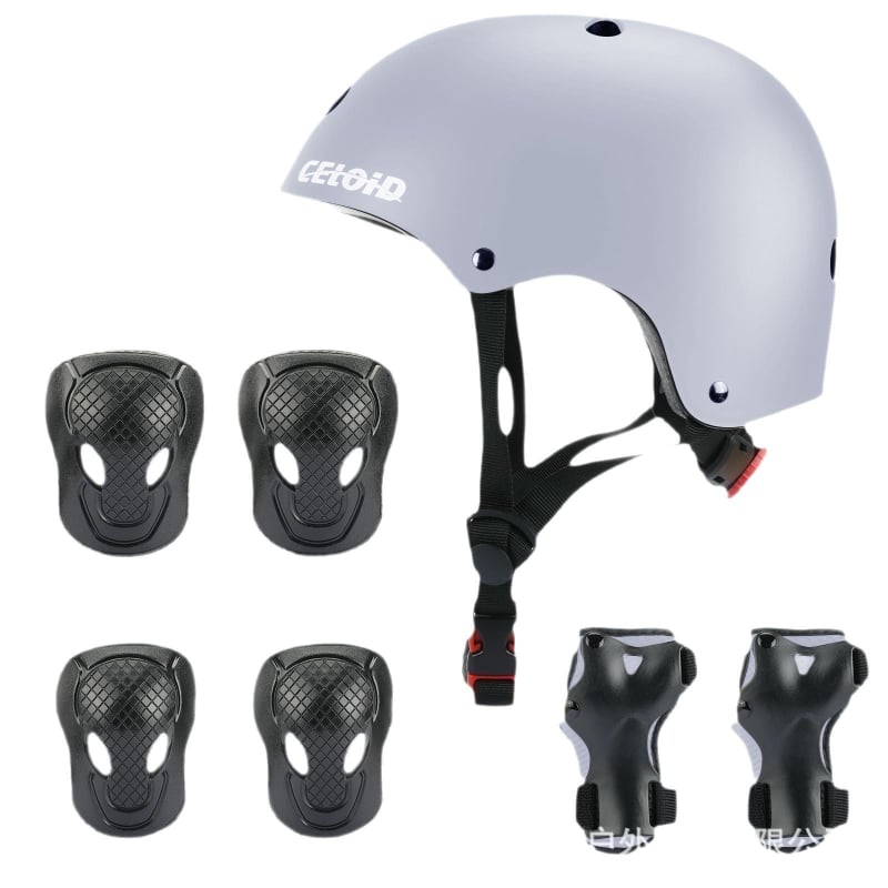 Gyerekvédőfelszerelés készlet: sisak, térd-, könyök- és tenyérvédő, görkorizáshoz