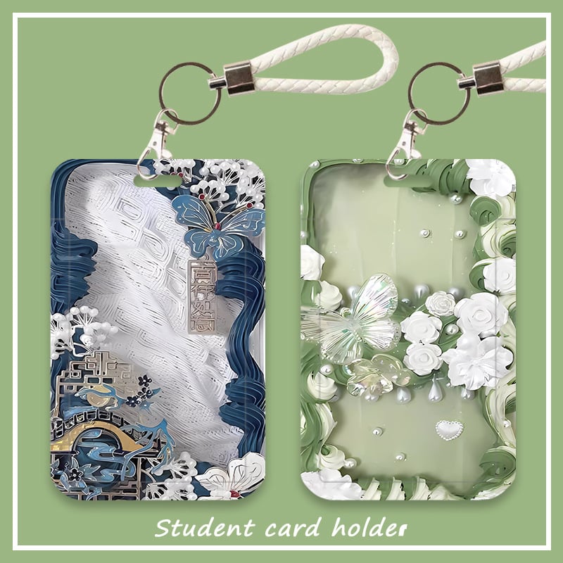 Youhanuo kártyatartó – virágos Cartoon dizájn, műanyag, kemény tok, anti-lost funkció