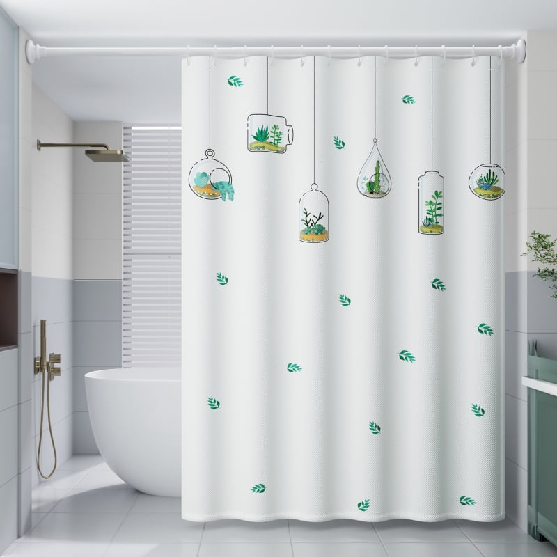 PEVA Zuhanyfüggöny Készlet – Francia Stílus, Vízálló Fürdőszobai Partíciófüggöny és Ajtófüggöny, Szerelés Fúrás Nélkül