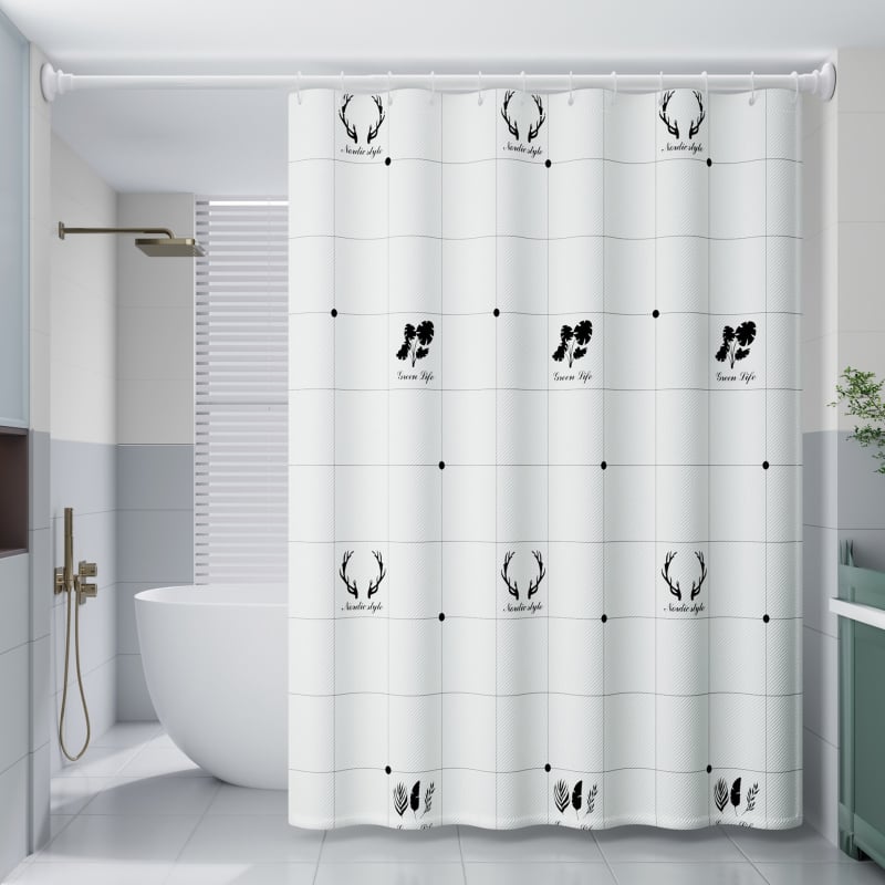 PEVA Zuhanyfüggöny Készlet – Francia Stílus, Vízálló Fürdőszobai Partíciófüggöny és Ajtófüggöny, Szerelés Fúrás Nélkül