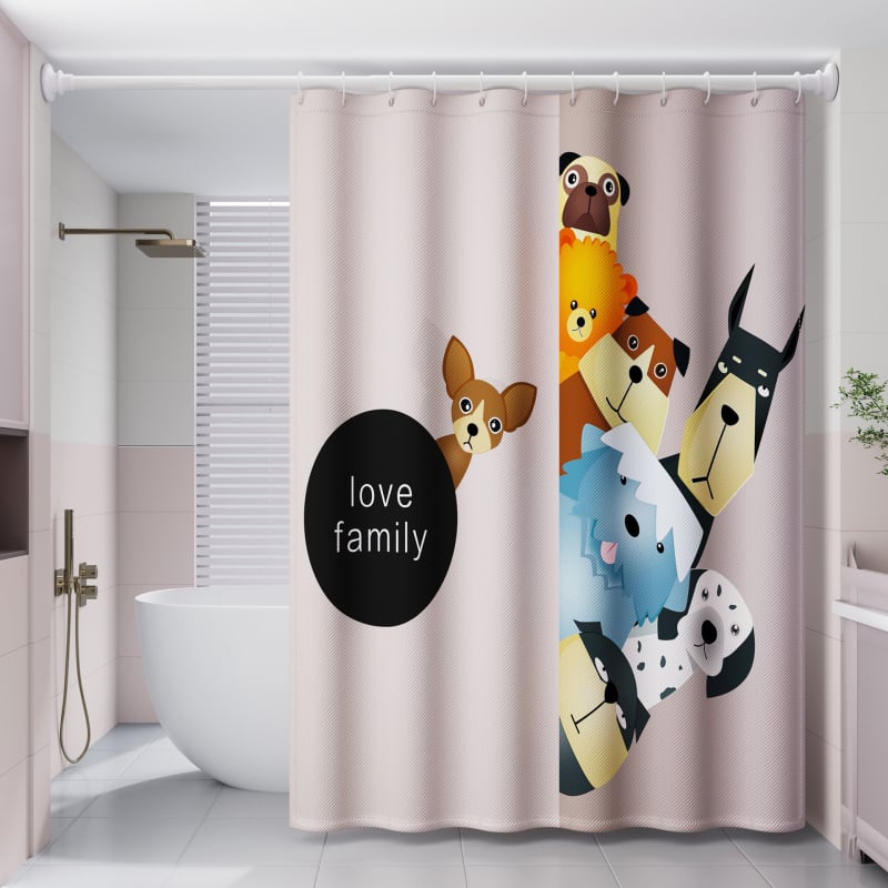 PEVA Zuhanyfüggöny Készlet – Francia Stílus, Vízálló Fürdőszobai Partíciófüggöny és Ajtófüggöny, Szerelés Fúrás Nélkül