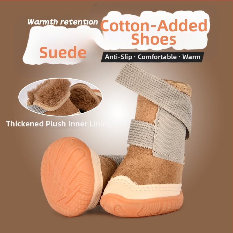 Kutyacipő kutyáknak | Csúszásmentes, Melegen tart, Kopásálló | Anyag: suede; Célközönség: kutyák; Funkciók: csúszásgátló, melegen tart, kopásálló