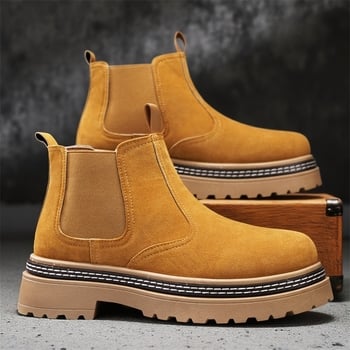 Férfi Chelsea bakancs középmagas felső PU; PVC talp; EVA talpbetét; középső sarok 3–5 cm