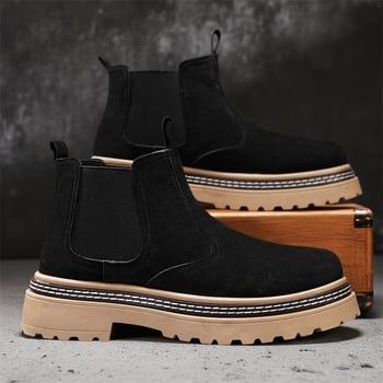 Férfi Chelsea bakancs középmagas felső PU; PVC talp; EVA talpbetét; középső sarok 3–5 cm