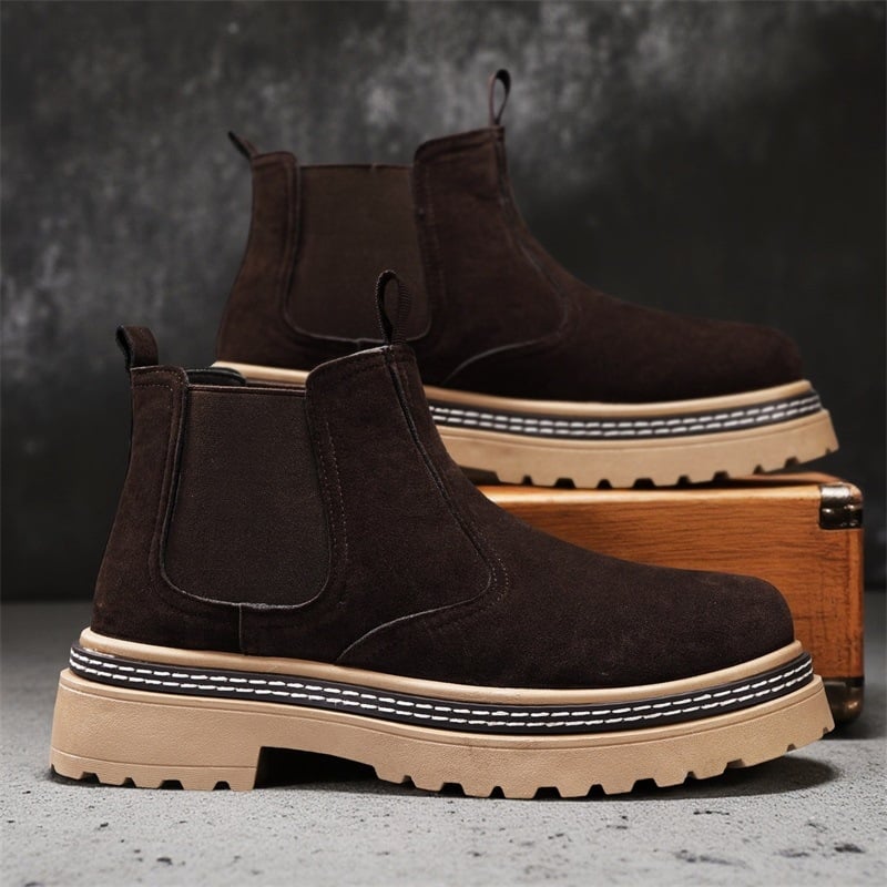 Férfi Chelsea bakancs középmagas felső PU; PVC talp; EVA talpbetét; középső sarok 3–5 cm