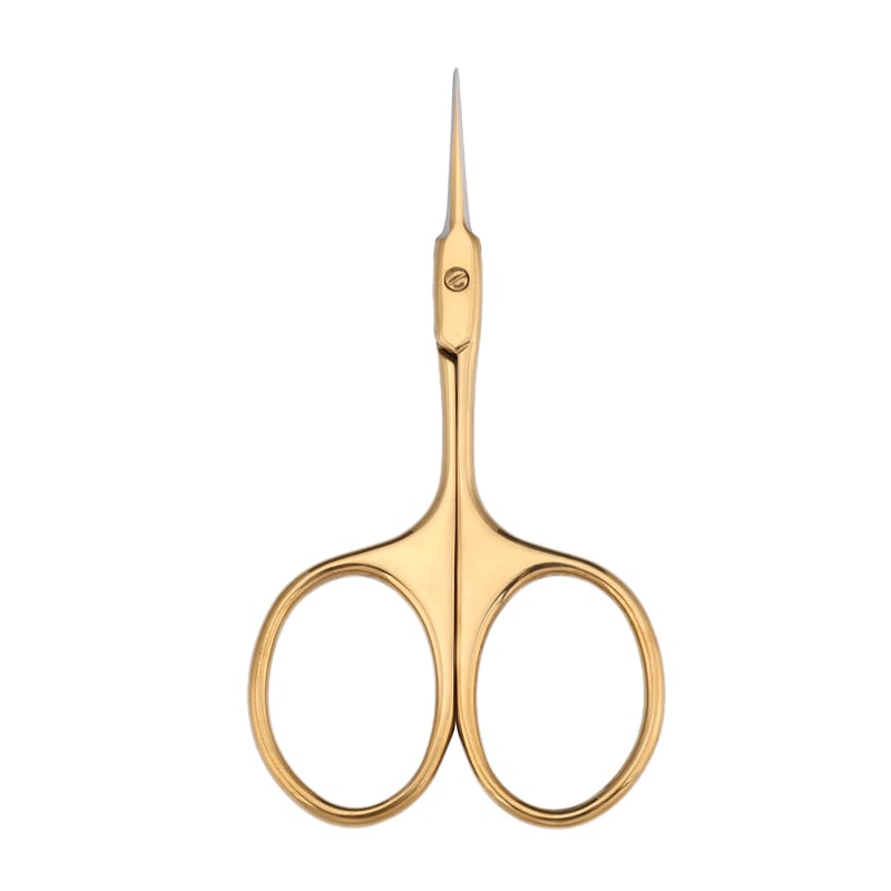 Rozsdamentes acélból készült köröm- és bőrtisztító olló, előre álló heg és ívelt nyéllel, manikűrhöz és szemöldök formázásához