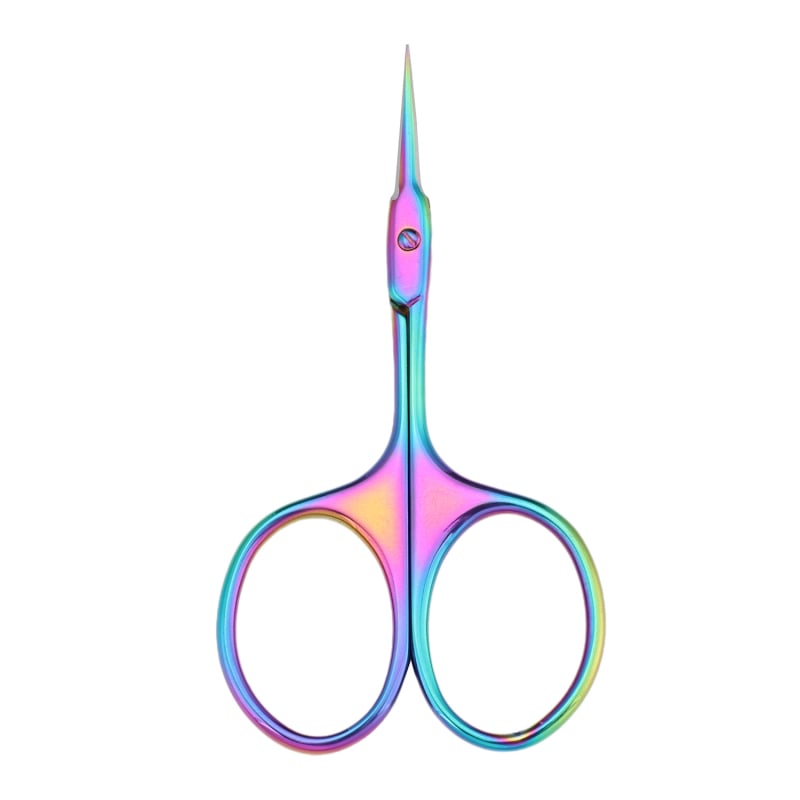 Rozsdamentes acélból készült köröm- és bőrtisztító olló, előre álló heg és ívelt nyéllel, manikűrhöz és szemöldök formázásához