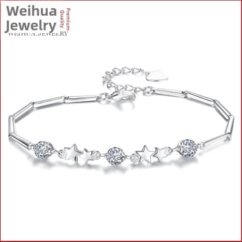 Réz karkötő ezüstbevonattal, csillag motívummal, modell W169 Kettős Csillag karkötő